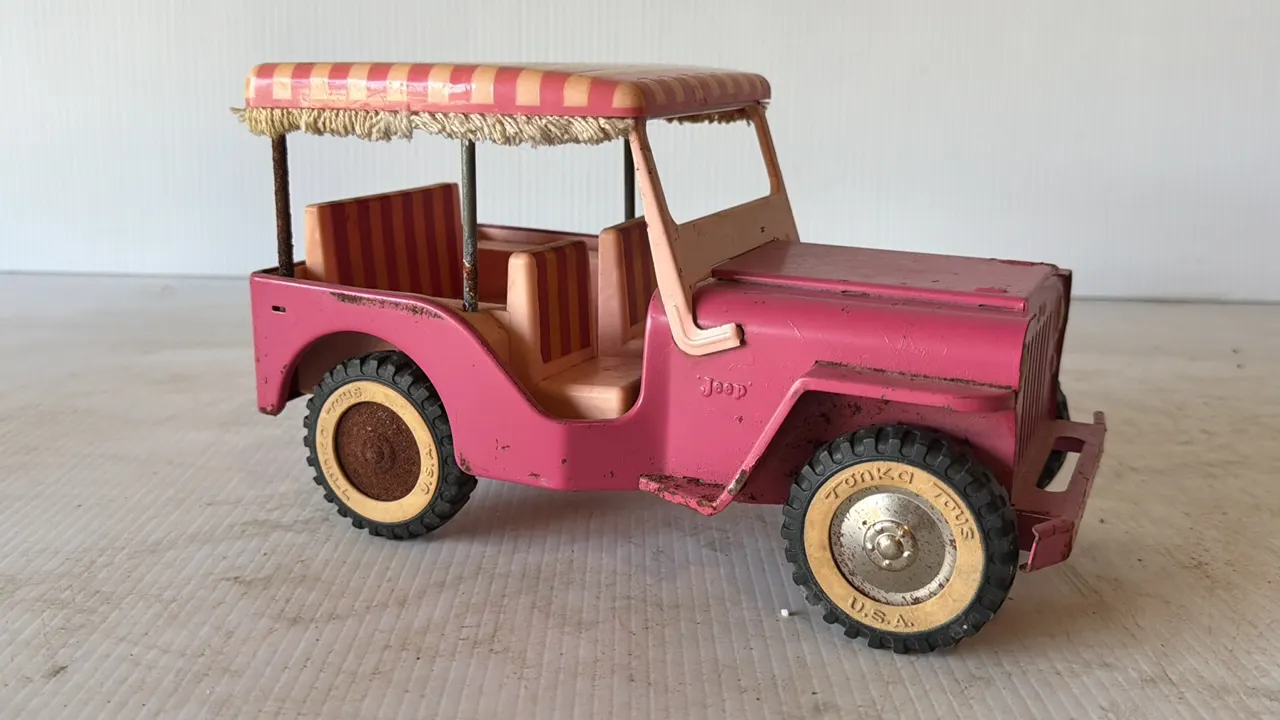 Tonka Toys Pink Jeep with Striped Canopy