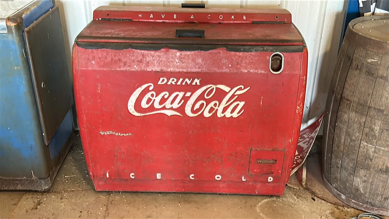 Coca-Cola Vintage Red Electric Cooler with 'DRINK Coca-Cola' and 'HAVE A COKE' Branding.