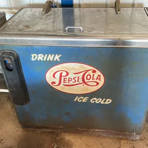 Vintage Pepsi-Cola Blue Metal Cooler with 'Drink Pepsi-Cola Ice Cold' Logo. Very Good Condition!