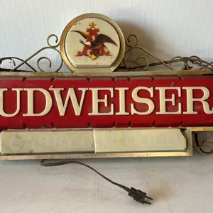 Budweiser Vintage Illuminated Sign with Eagle Logo and 'Carry Out Cold' Text
