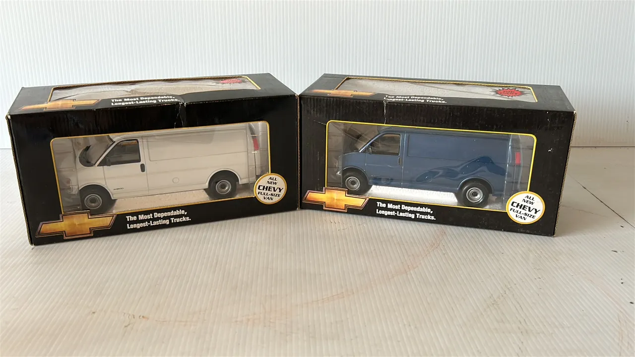Pair of Chevrolet Full-Size Model Vans, White and Blue