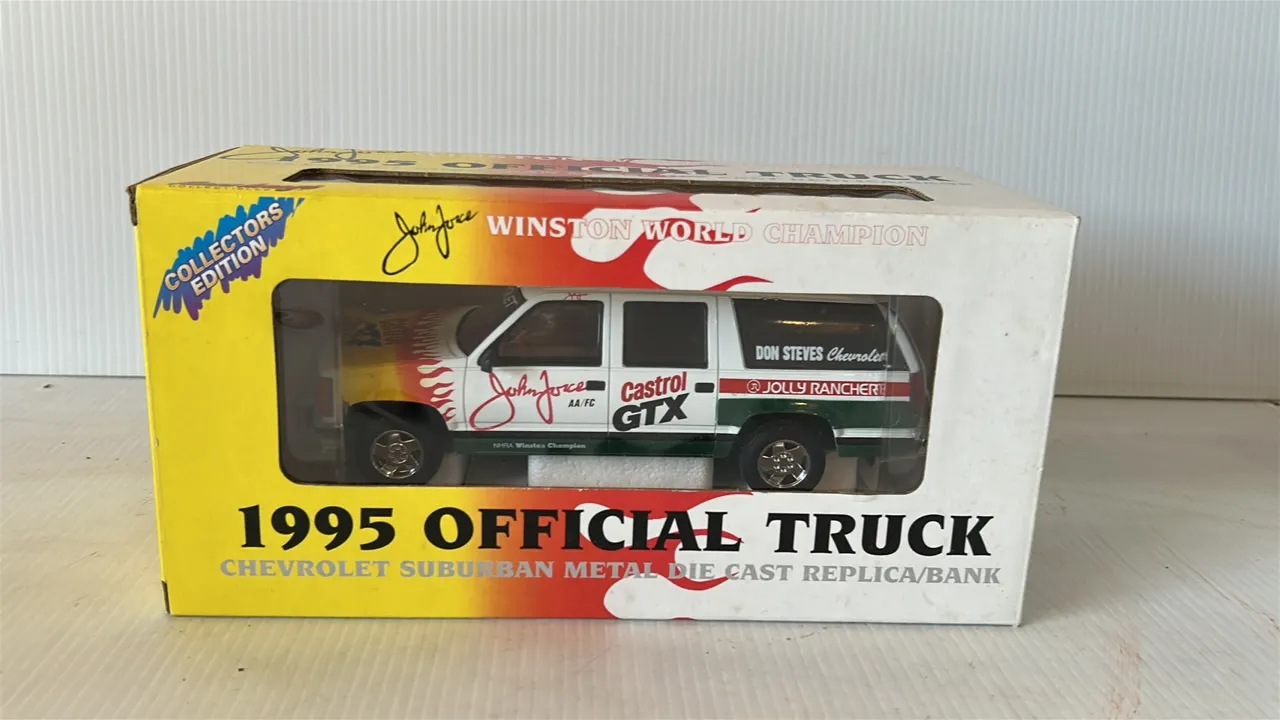 1995 Chevrolet Suburban Metal Die-Cast Replica/Bank, John Force Winston World Champion Collectors Edition