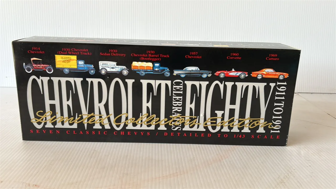 Chevrolet Celebrates Eighty Limited Collectors Edition Seven Classic Chevys 1/43 Scale Model Vehicle Set (1911-1991)