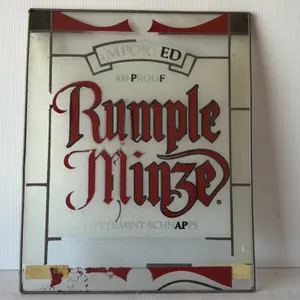 Rumple Minze Imported 100 Proof Peppermint Schnapps Glass Sign