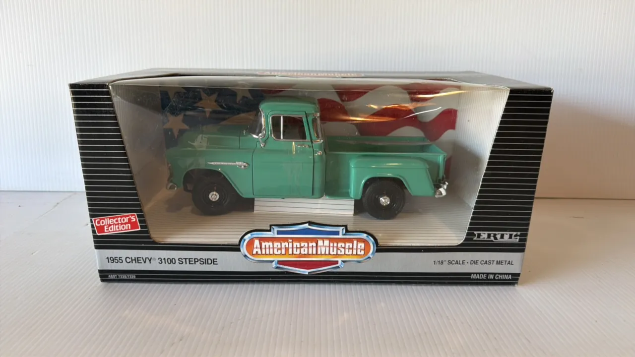 1955 Chevy 3100 Stepside Die-Cast Model Truck, Ocean Green