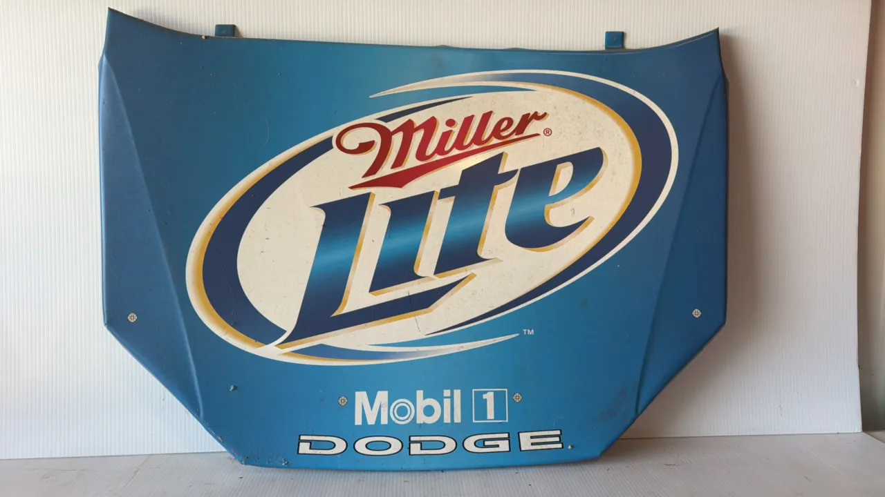 Dodge Race Car Hood with Miller Lite and Mobil 1 Branding