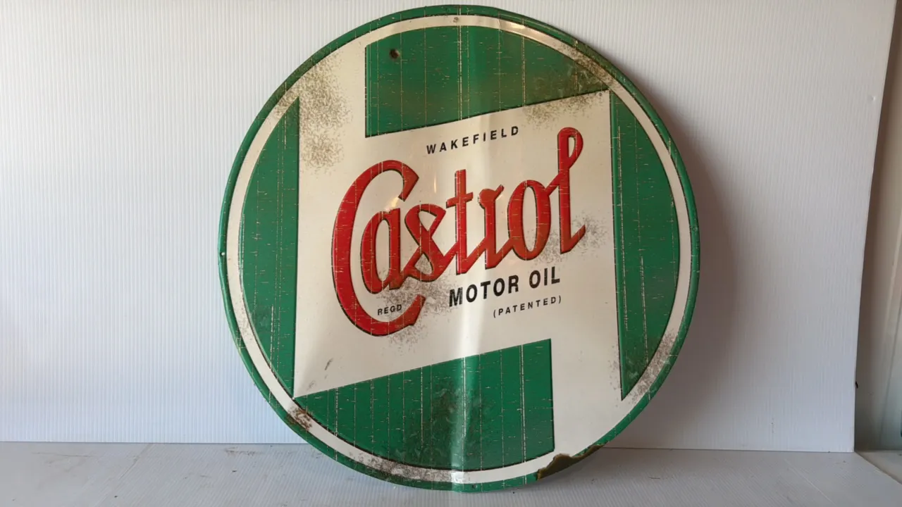 Castrol Wakefield Motor Oil Round Tin Sign