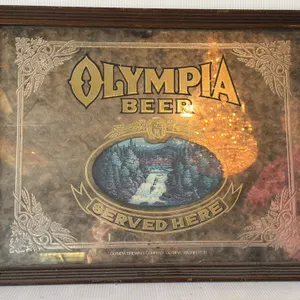 Olympia Beer 'Served Here' Promotional Bar Mirror with Waterfall Scene