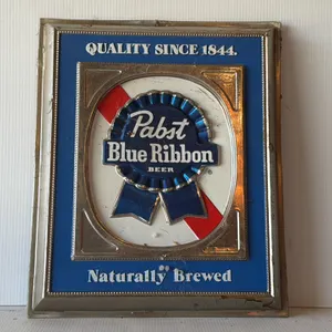Pabst Blue Ribbon Vintage Advertising Sign, 'Quality Since 1844', 'Naturally Brewed'