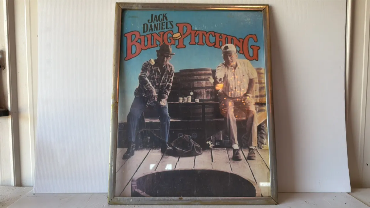 Jack Daniel's Bung Pitching Framed Advertising Poster