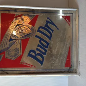 Bud Dry Beer Framed Advertising Mirror