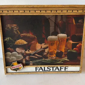 Falstaff Lighted Beer Sign with Food and Beer Scene