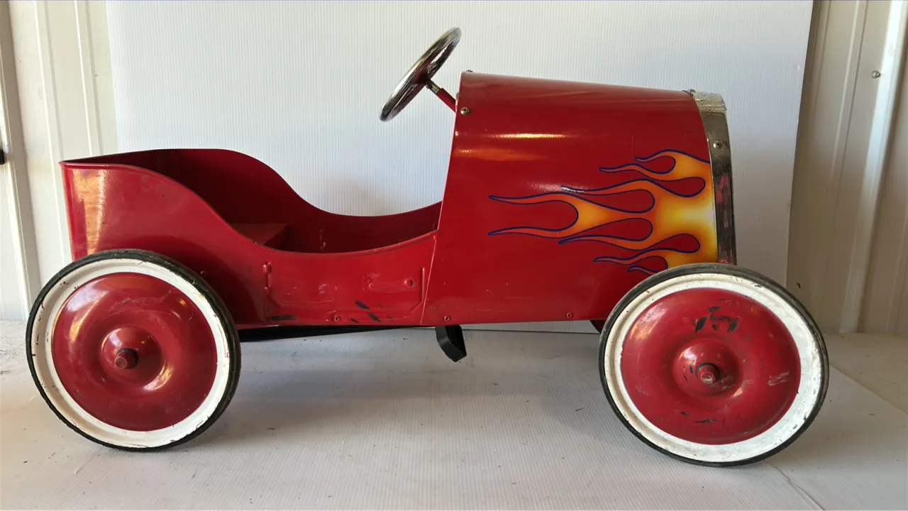 C & N Red Hot Rod Style Pedal Car with Flame Decals