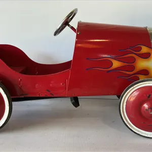 C & N Red Hot Rod Style Pedal Car with Flame Decals