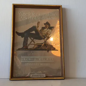 George Dickel Tennessee Whisky Advertising Mirror, 'Water's for sprinklin'' Slogan, Collector's Series