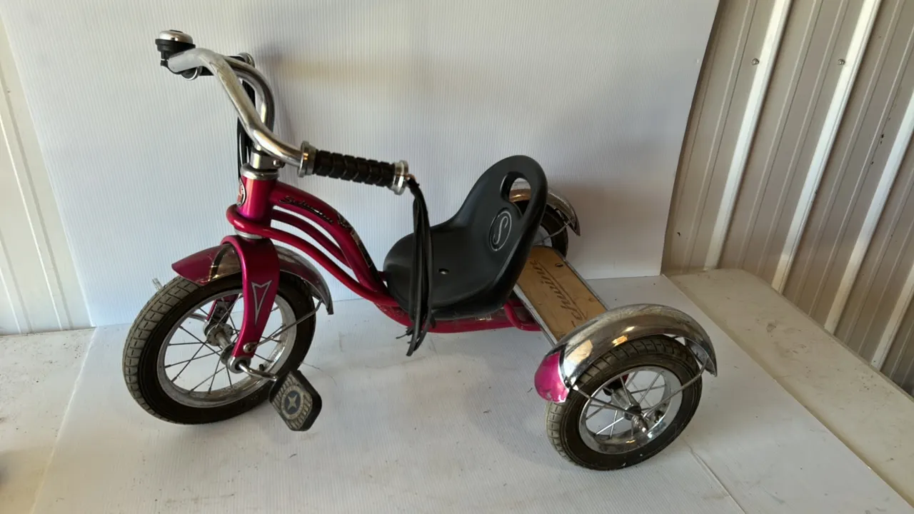Pink Schwinn Tricycle with Chrome Fenders and Bell