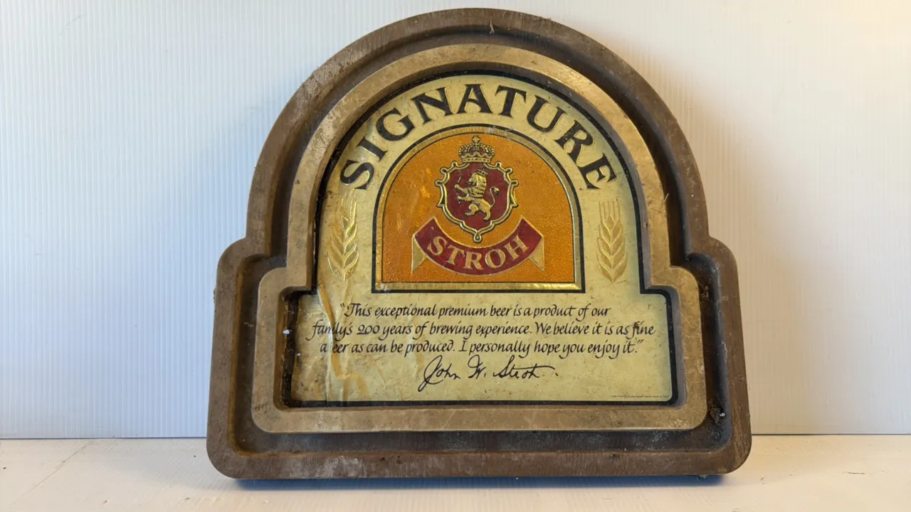 Stroh Signature Arched Wood Beer Advertising Sign