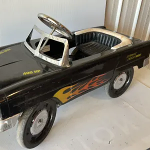 Pedal Car, Sidewalk Cruiser Convertible, Black with Flame Decals and 400 HP Hood Detail