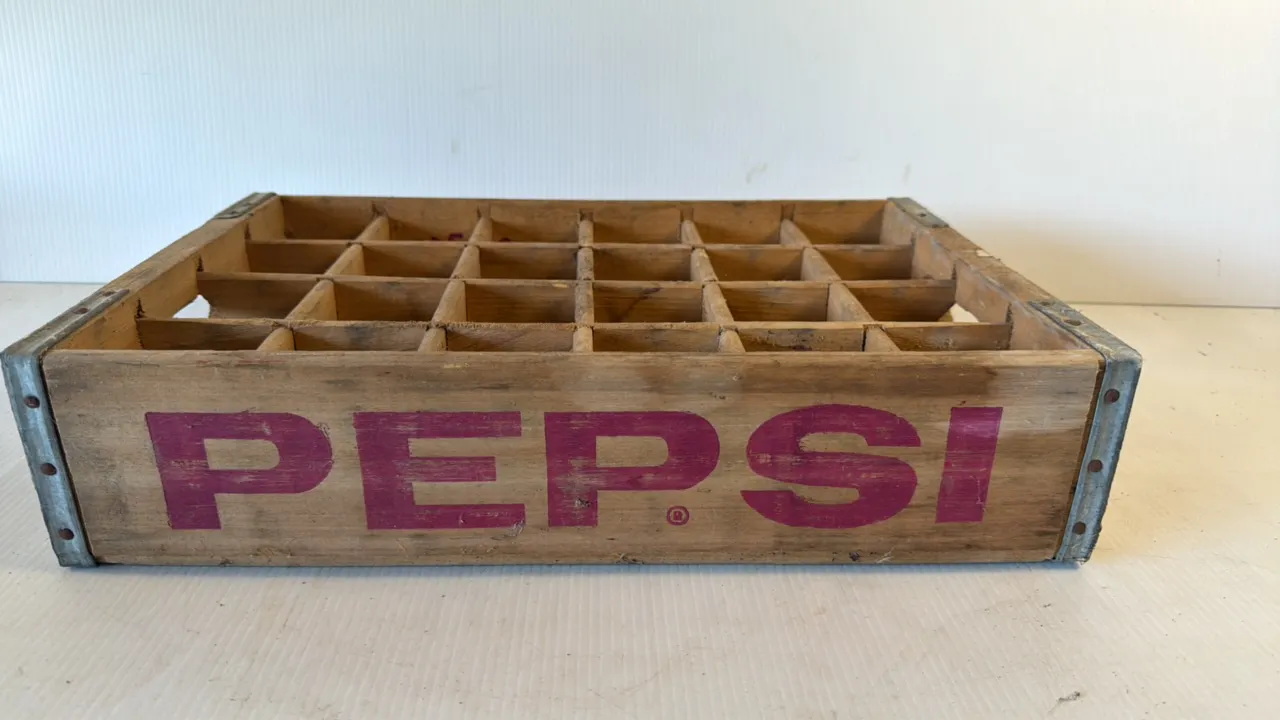 Vintage Pepsi-Cola 24-Compartment Wooden Bottle Crate