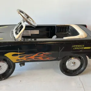 Pedal Car, Black with Flame Decals, 'Sidewalk Cruiser' and '400 HP' Graphics