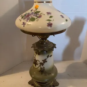 FENTON 24� HAND PAINTED VOILET ELECTRIC LAMP