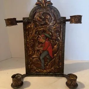 CAST METAL DECORATIVE WALL CANDLE HOLDER 15�