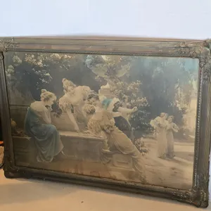 19" X 27" ANTIQUE PRINT IN EARLY FRAME