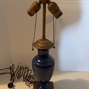 21� COBALT BLUE ANTIQUE TABLE LAMP