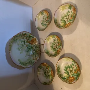 HAND-PAINTED BAVARIAN BOWL WITH 5 DISHES