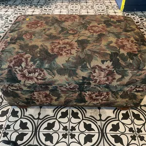 Vintage Style Floral Wooden Footed Ottoman