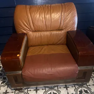 Wooden Leather Arm Chair