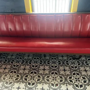 Large Red Leather Bench Seating