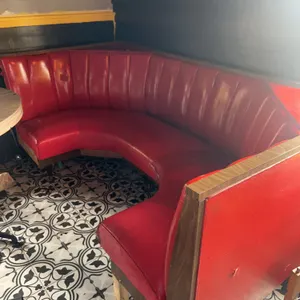 Red Leather 2 Corner Booth Seating