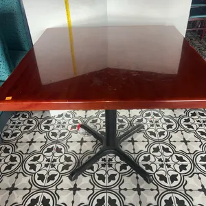 Wooden Top Square Restaurant Table with Metal Legs