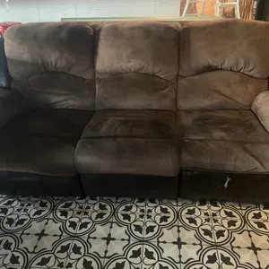 3 Seated Leather Upholstered Sofa with Reclining Ends