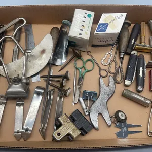 VARIOUS CAN OPENERS, POCKET KNIVES, RAZORS, SHOE HORNS & more
