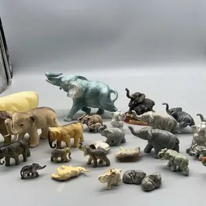 VARIETY OF ELEPHANTS - CELLULOID, GLASS & PORCELAIN
