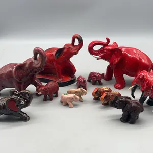 VARIETY OF ELEPHANTS - RED, BROWN  & PINK