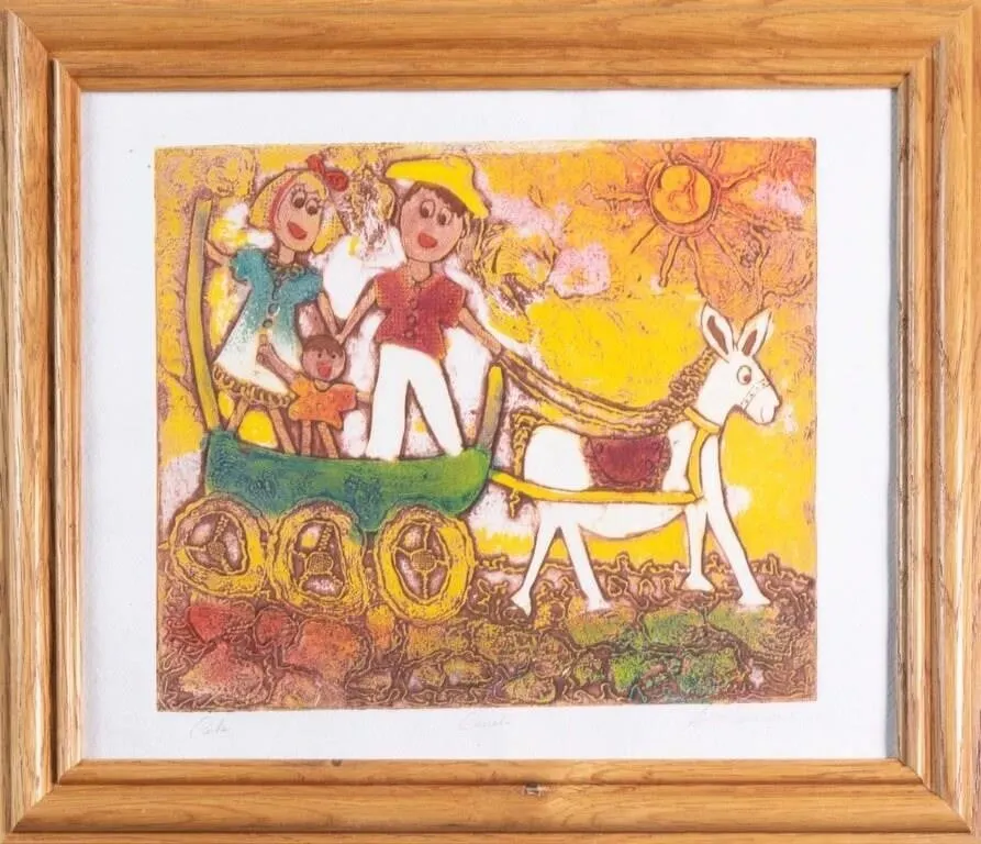 CUBAN SCHOOL "CARRETA" MONOTYPE, 2004 SIGNED.