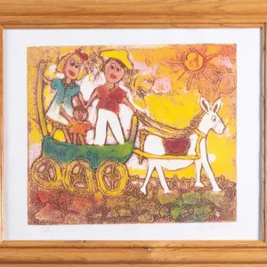 CUBAN SCHOOL "CARRETA" MONOTYPE, 2004 SIGNED.