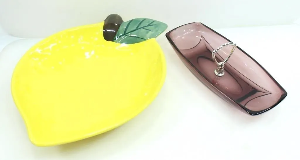 MELAWARE LEMON & GLASS HAZEL ATLAS RELISH DISHES