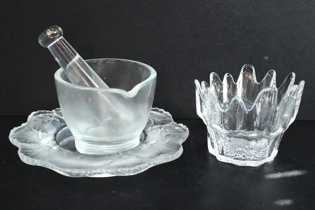 SKRUF GLASBRUK HOLDER & 2OZ MORTAR PESTLE, DISH
