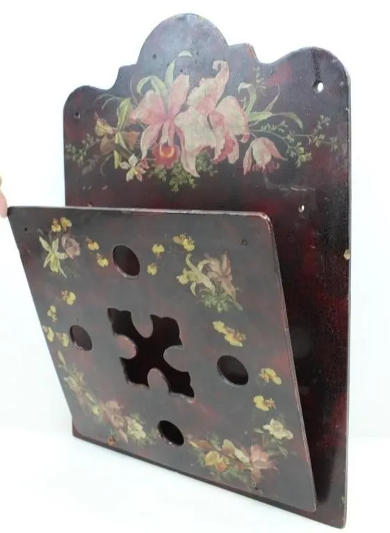 VICTORIAN PAPIER MACHE HANDPAINTED PAPER RACK