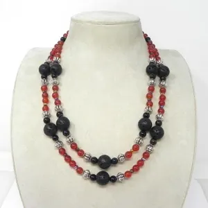 BEADED NECKLACE WITH VOLCANIC STONES
