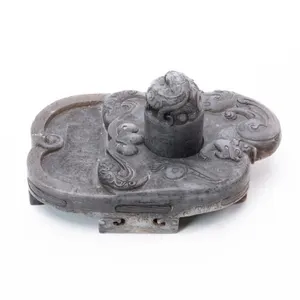 CHINESE CARVED HARDSTONE INKSTONE AND SEAL SET