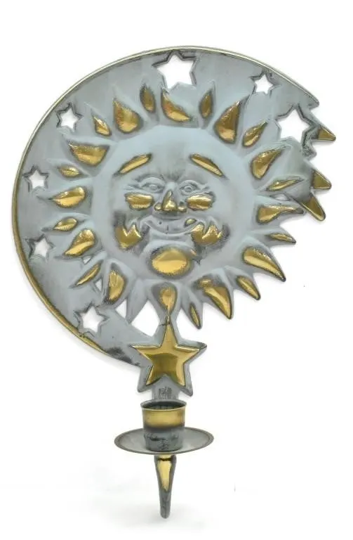 1994 PARTYLIFE BRASS CELESTIAL WALL CANDLE HOLDER
