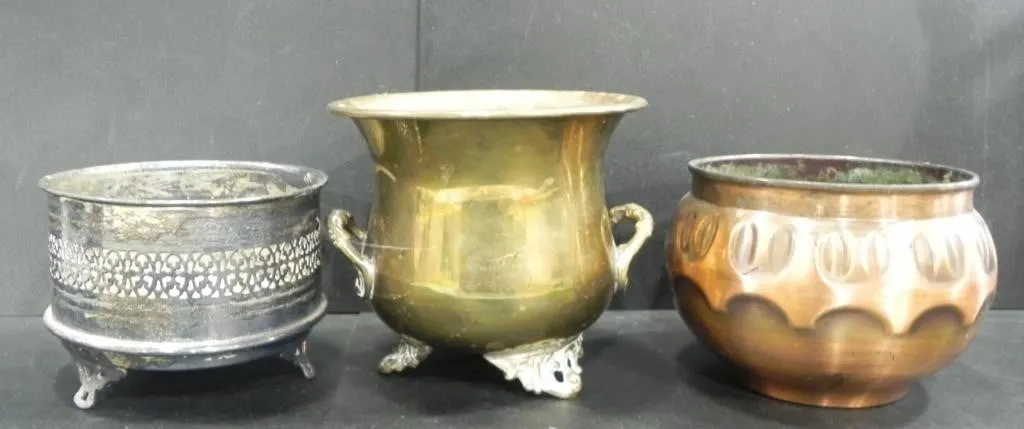 BRASS AND SILVER PLATED PLANTERS