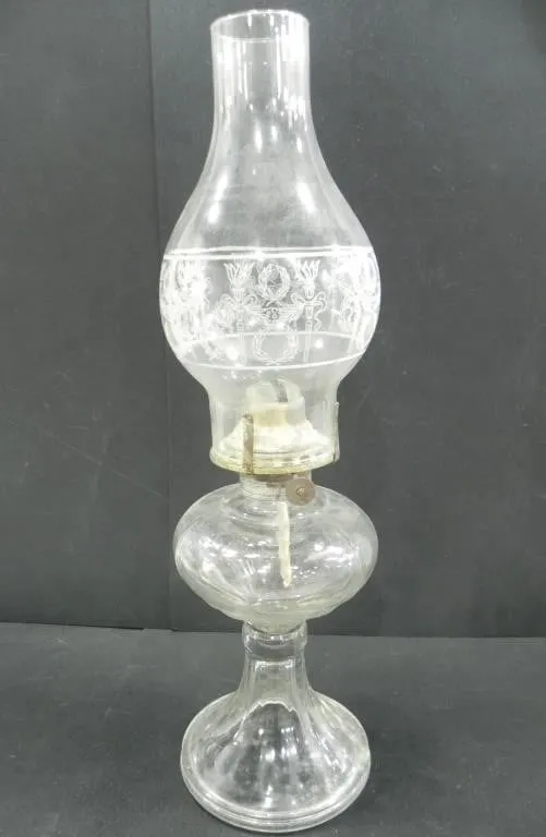 PRESSED GLASS KEROSENE LAMP