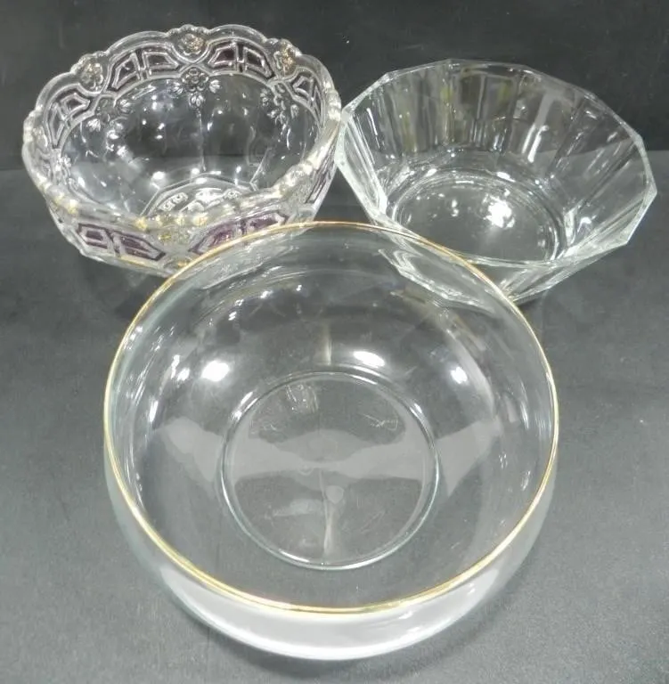 3 ASSORTED PRESSED GLASS BOWLS
