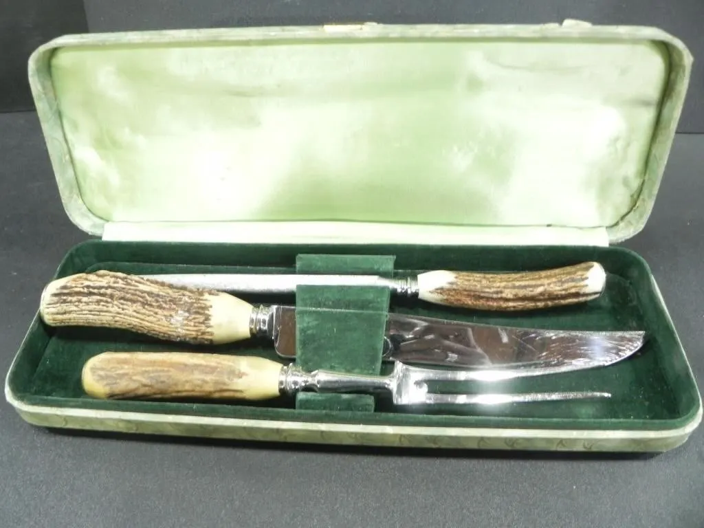 MUTAL ENGLAND MEAT CARVING SET IN CASE BOX